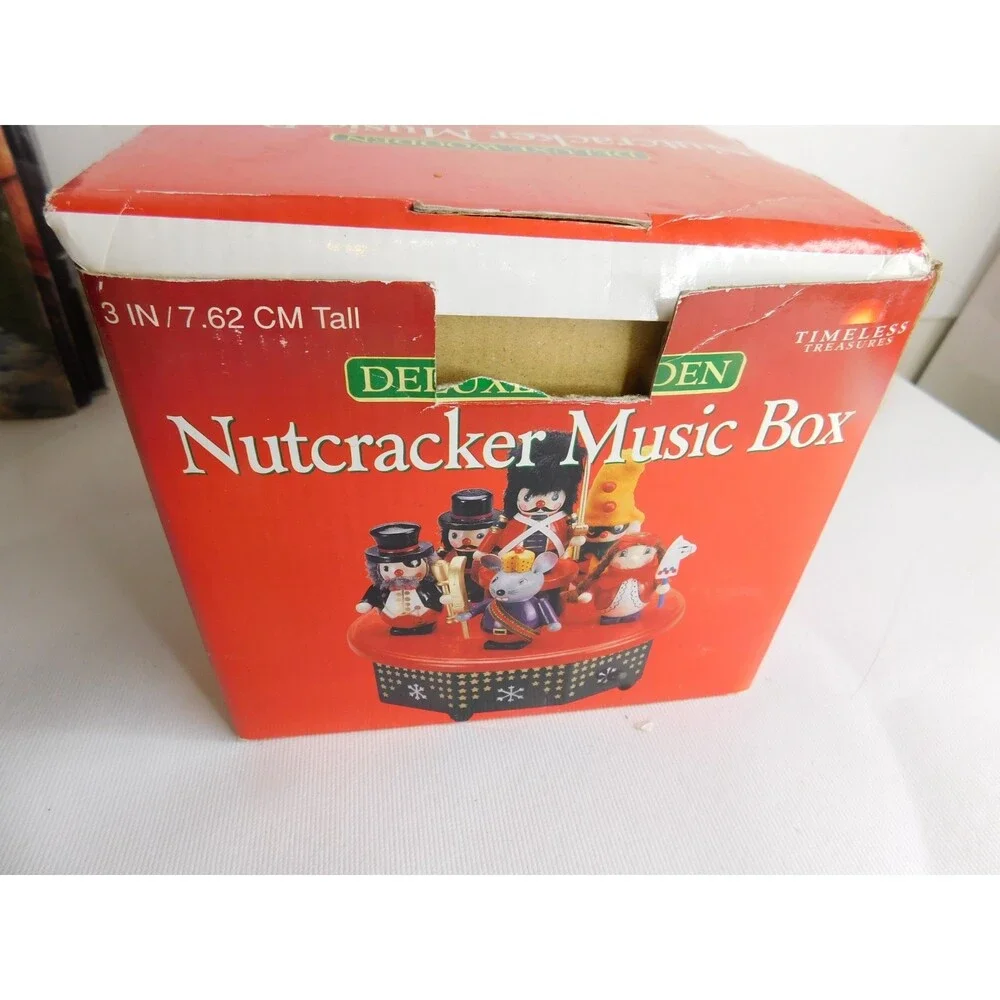 Vintage Timeless Treasures Deluxe Wooden Nutcracker Christmas Music Box READ
